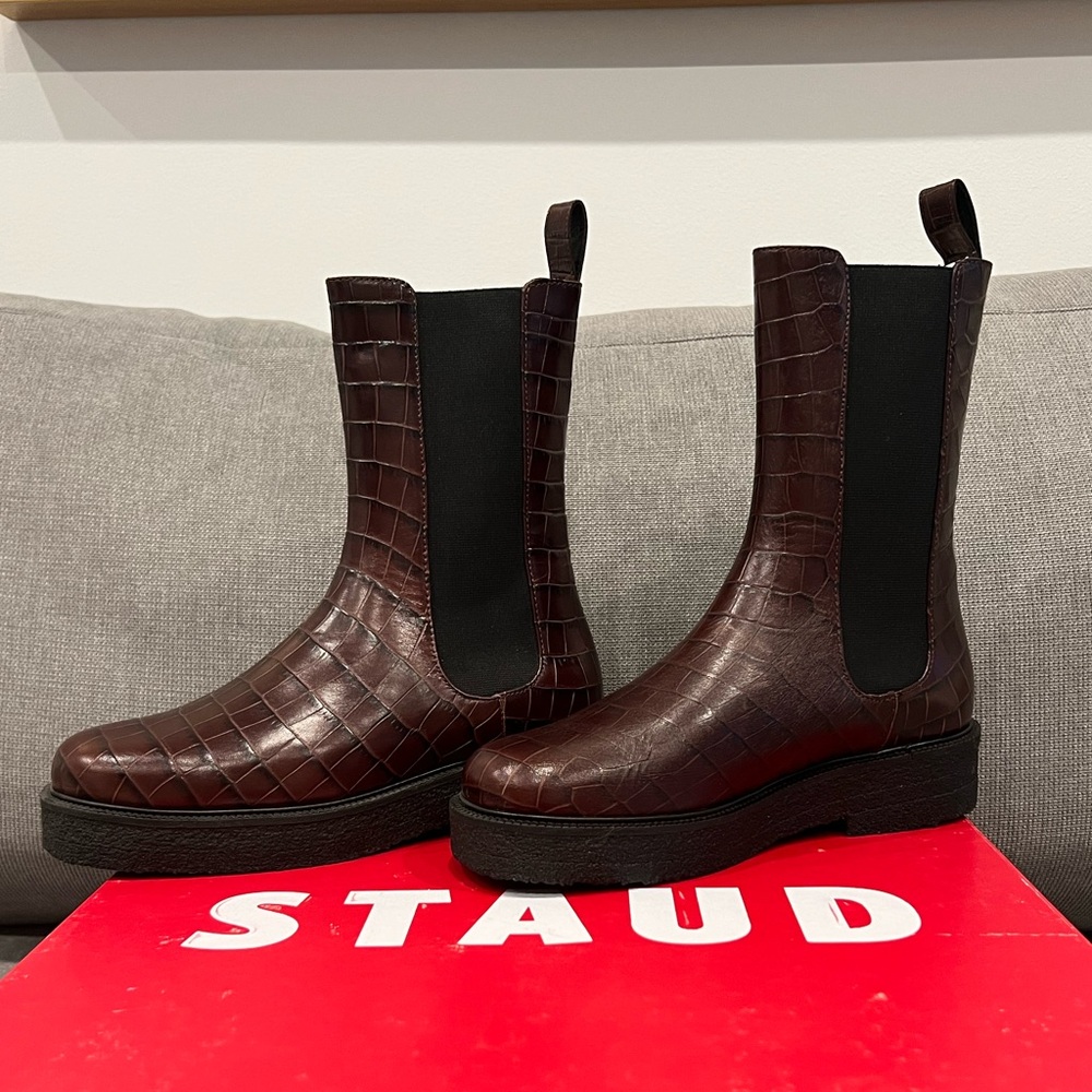 Staud Palamino Boot in Mahogany Croc - Picture 4 of 6